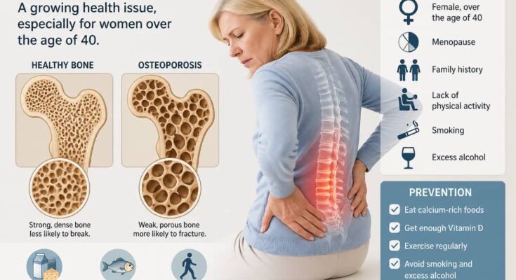 Osteoporosis is a growing health issue, especially for women over the age of 40.